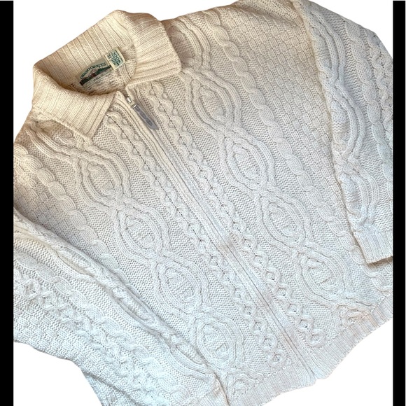 Aran Crafts Sweaters - Aran Classic Irish Wool Sweater. Ivory. XXL.